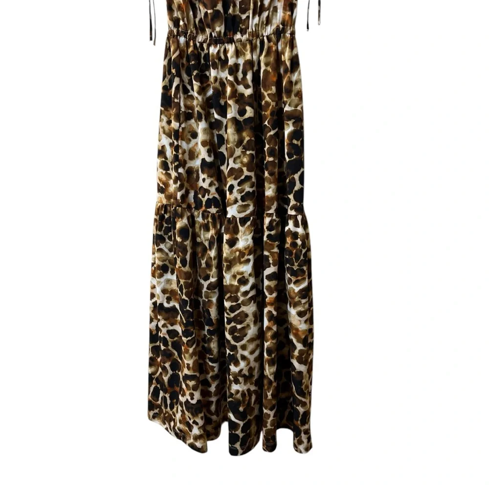 Calvin Klein Animal Print Tie Shoulder Maxi Dress Sz 4 - Picture 10 of 13